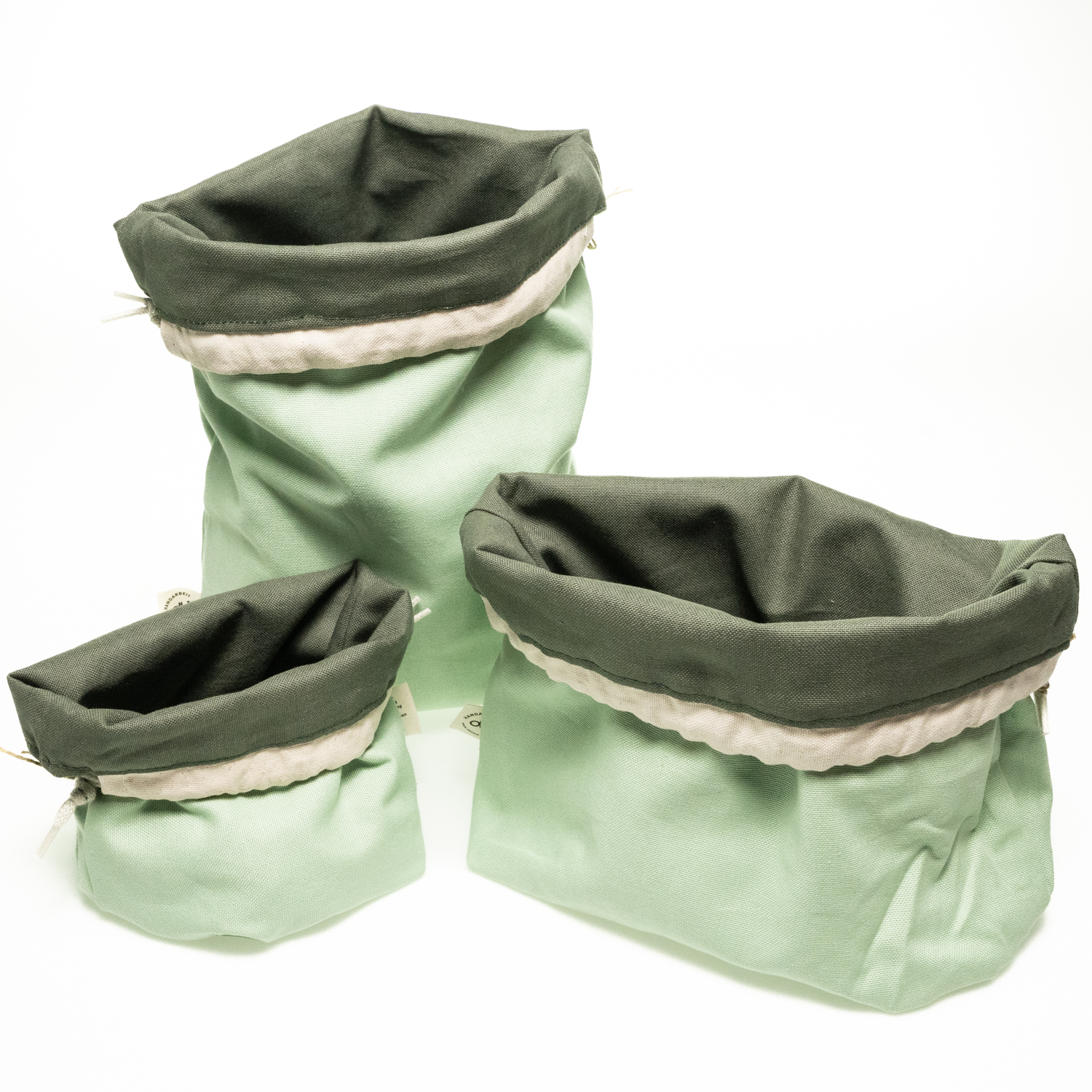 Geschenkbeutel aus Baumwolle in allen Groessen Farben mint und waldgruen Bild1