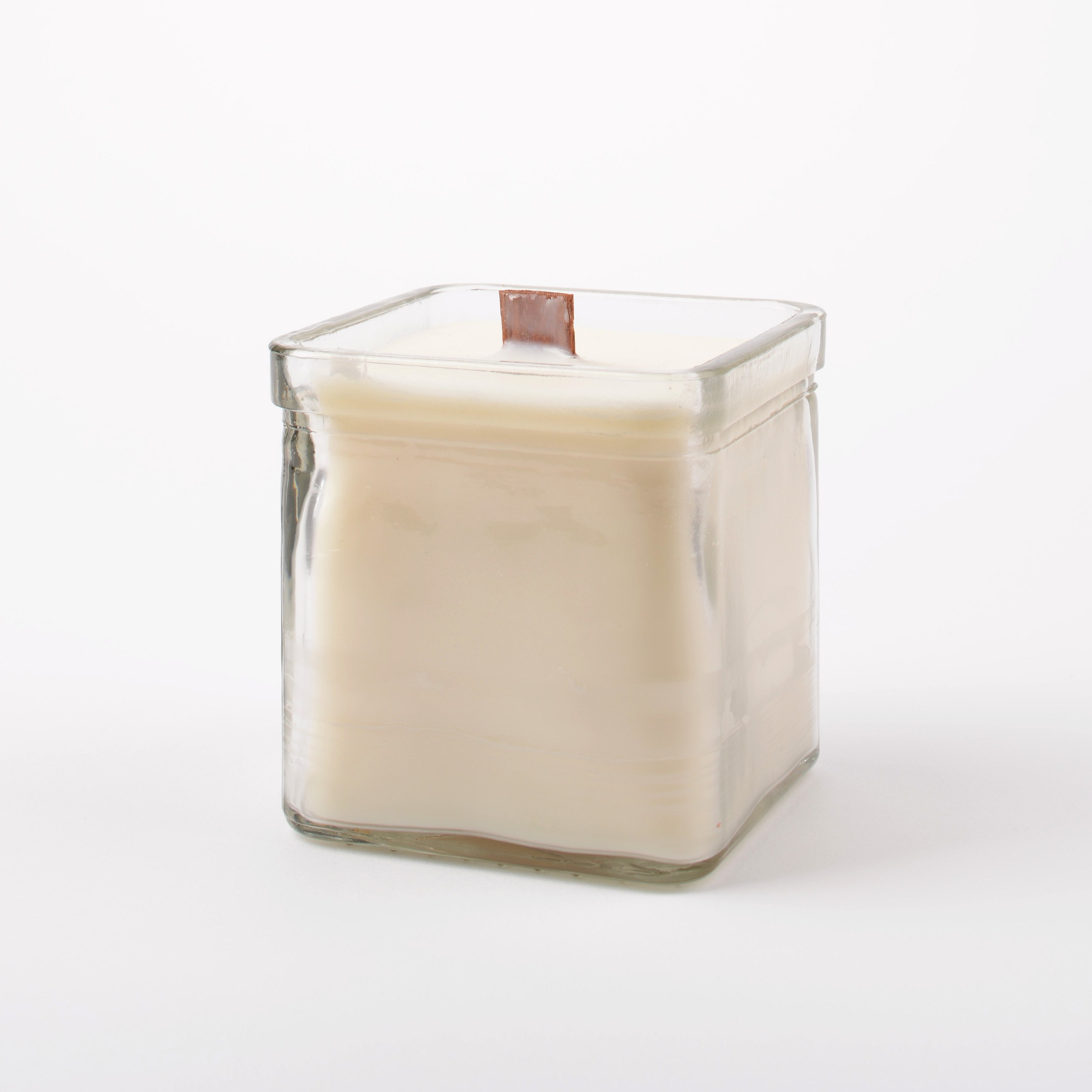 Öko-Kerze mit Holzdocht im Glas