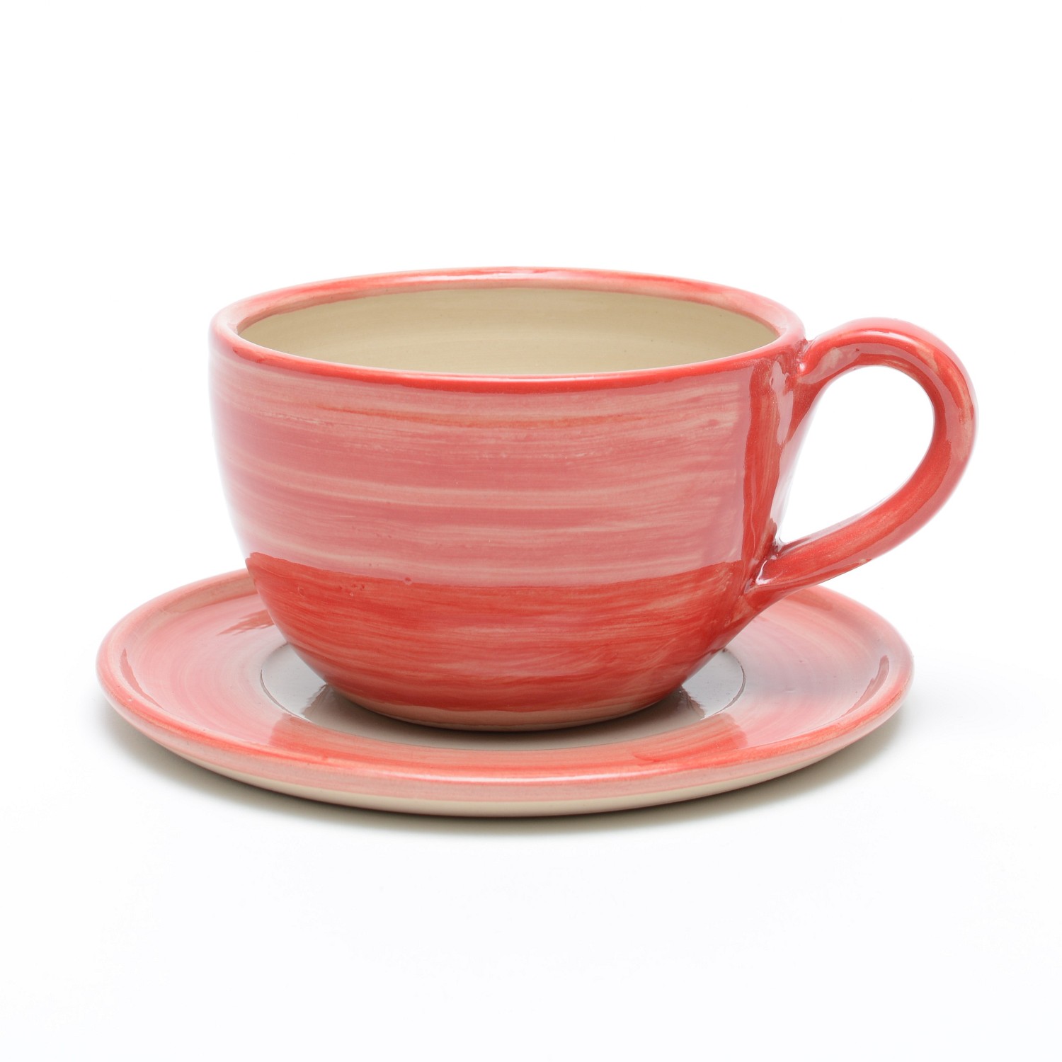 Cappuccino-Tasse mit Untertasse, rot (2-teilig)