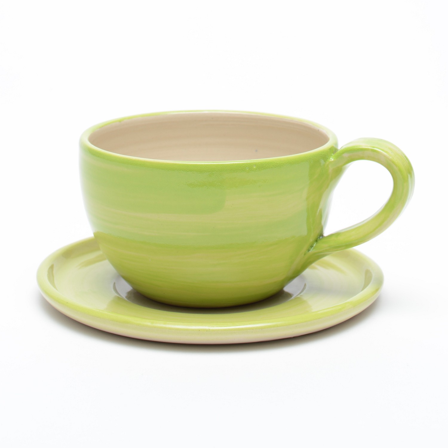 Cappuccino-Tasse mit Untertasse, grün (2-teilig)