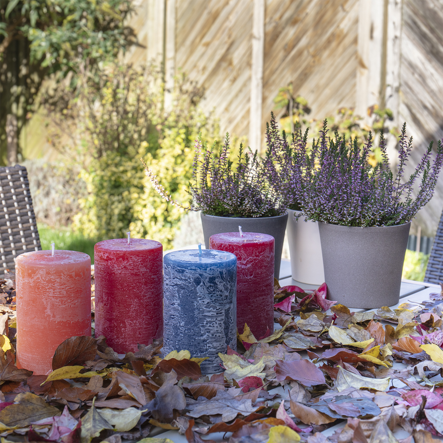 Stumpenkerzen-Set "Frost" (Höhe 12 cm), Winterfarben