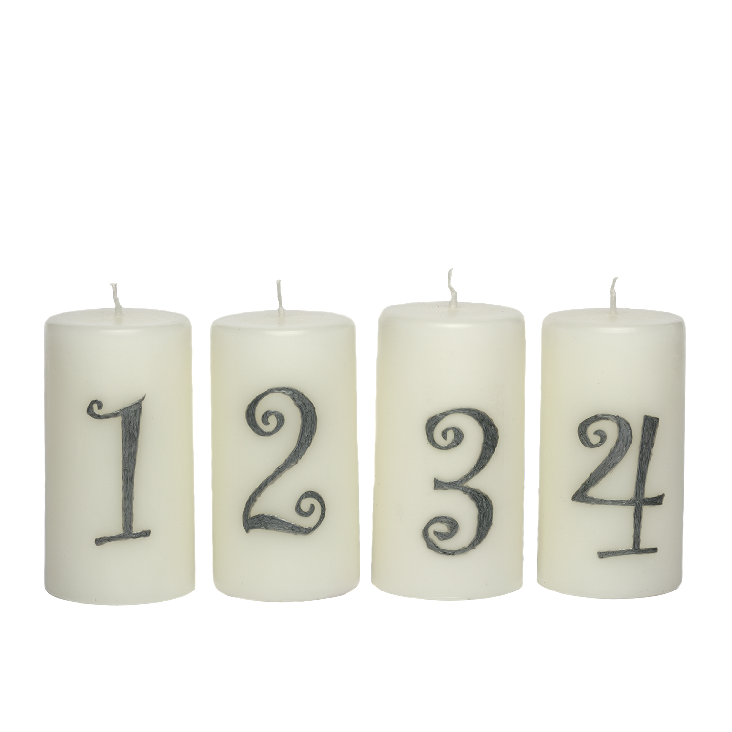 Adventskerzen-Set (4-teilig) | weiß/ silber
