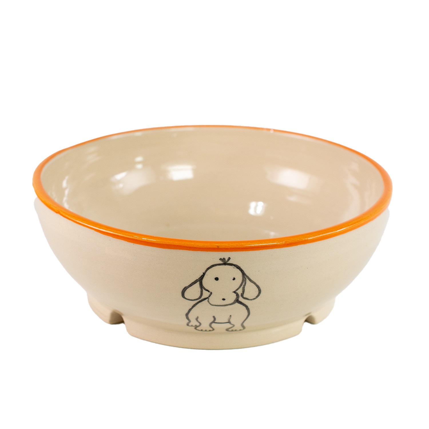 Hundefutternapf aus Keramik (800 ml), orange Akzente