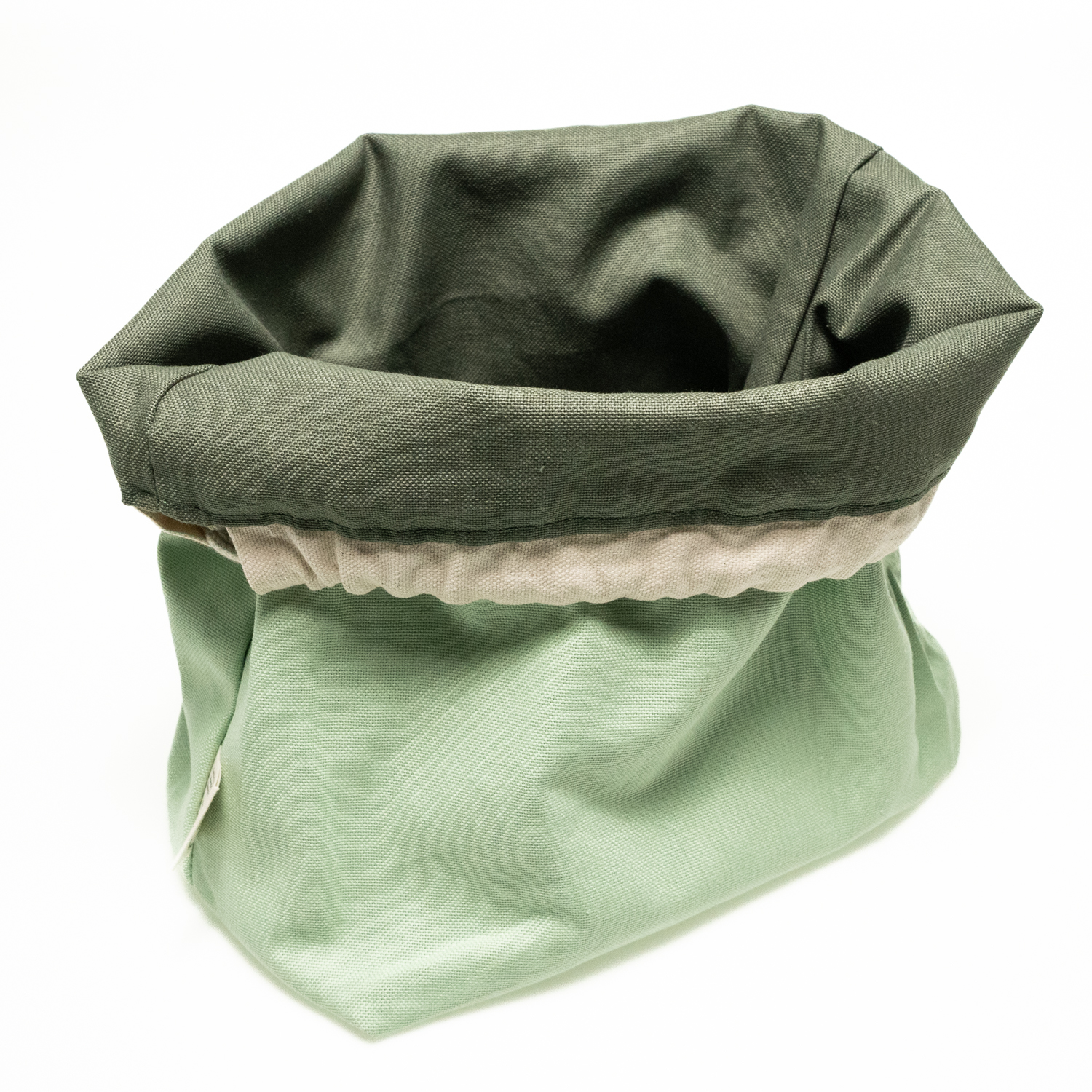 Geschenkbeutel aus Baumwolle Groesse M Farben mint und waldgruen Bild2