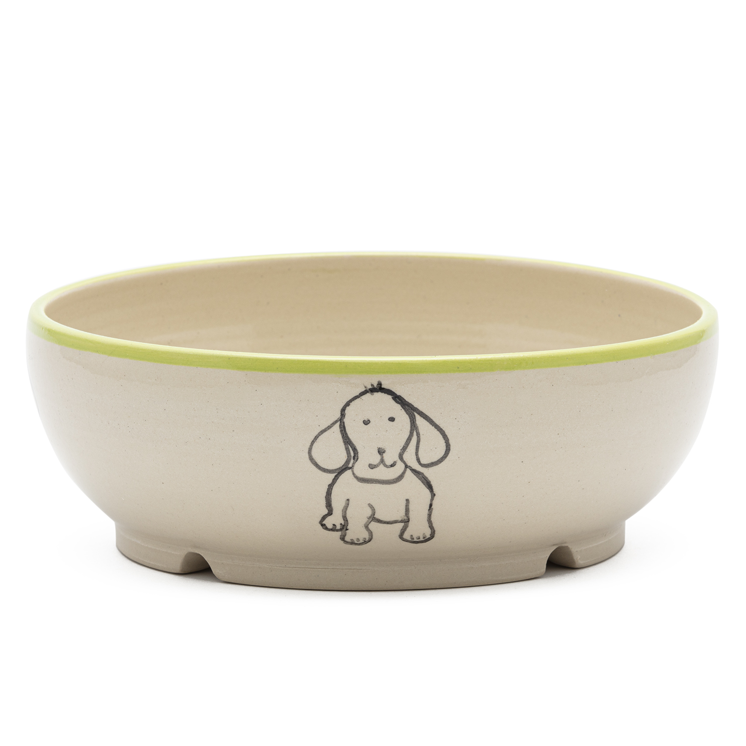 Hundefutternapf aus Keramik (800 ml), hellgrüne Akzente
