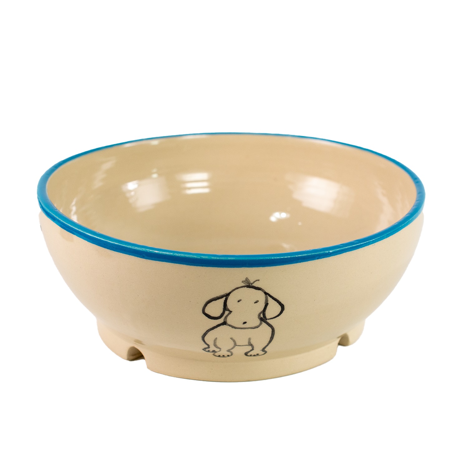 Hundefutternapf aus Keramik (800 ml), hellblaue Akzente