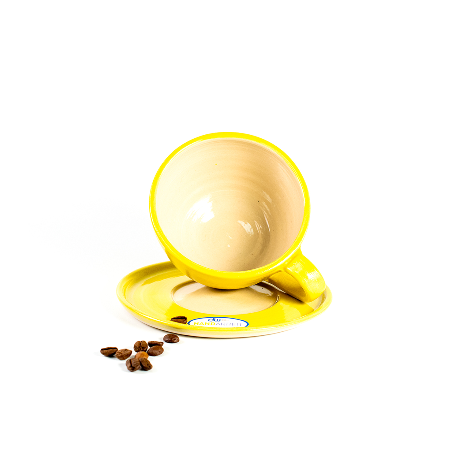 Cappuccino-Tasse mit Untertasse, gelb (2-teilig)