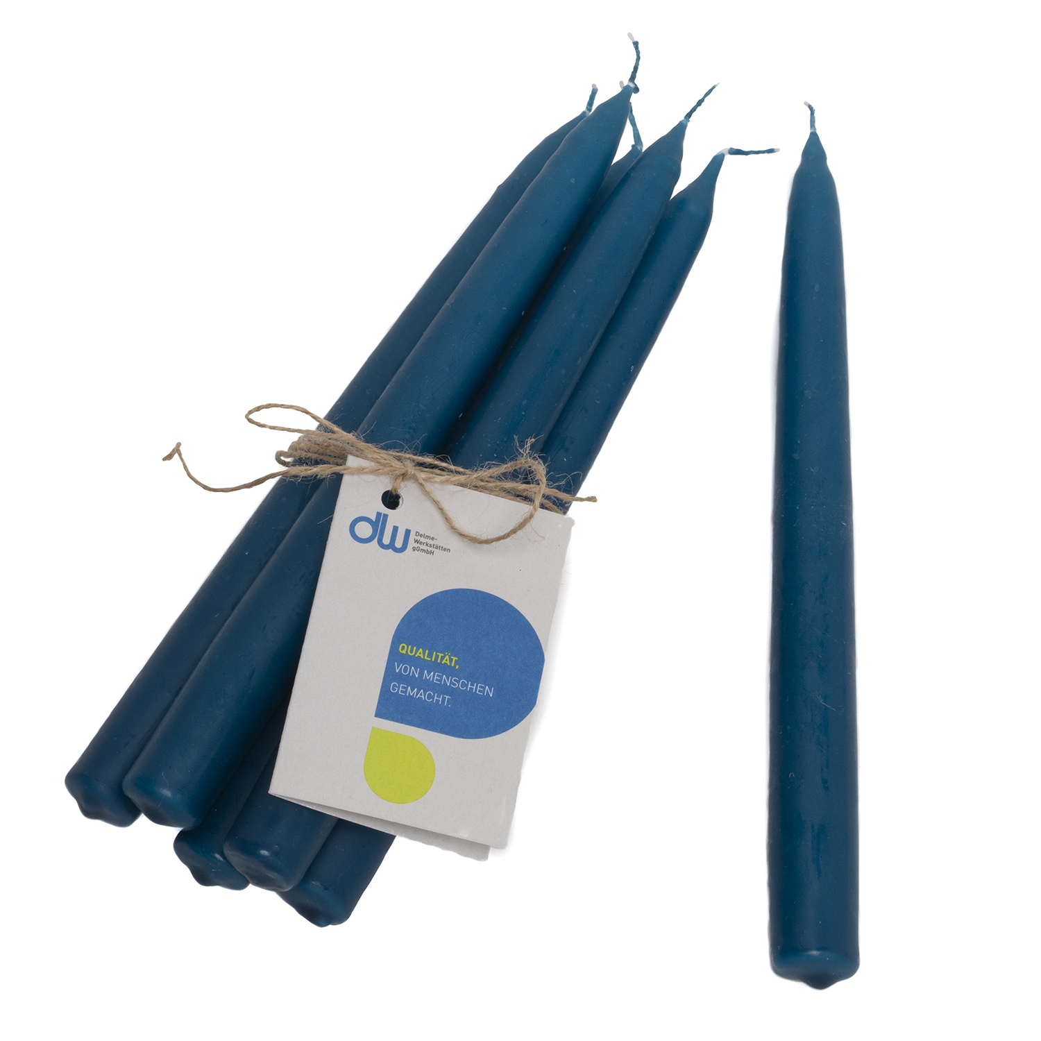 Tafelkerzen 6er-Set (Höhe 24 cm), pfauenblau