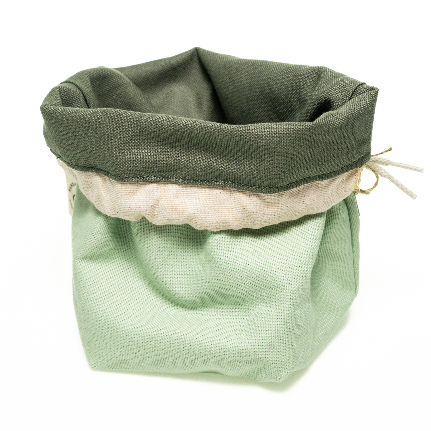 Geschenkbeutel aus Baumwolle Größe S Farben mint und waldgruen Bild2
