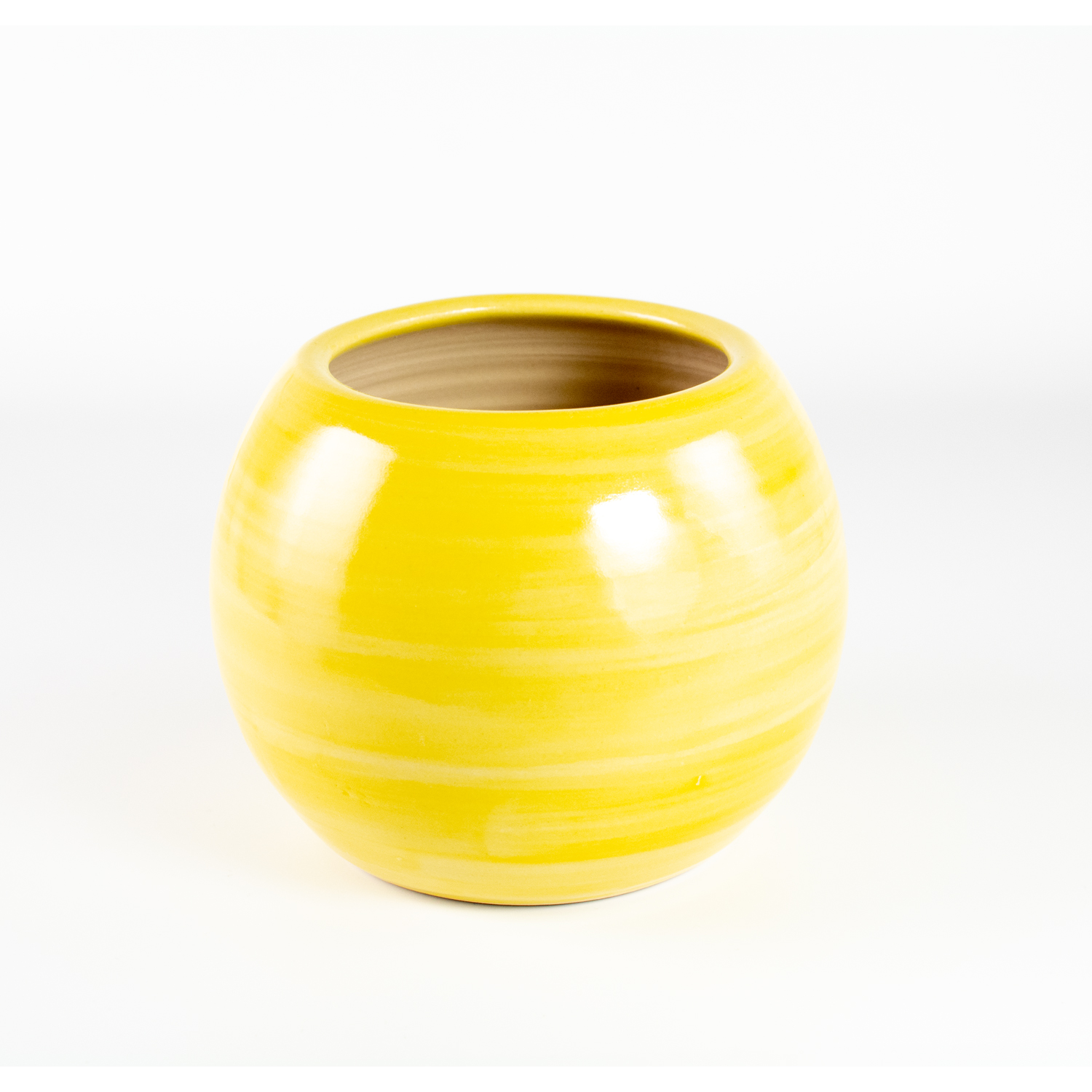 Kugelvase aus Keramik, gelb