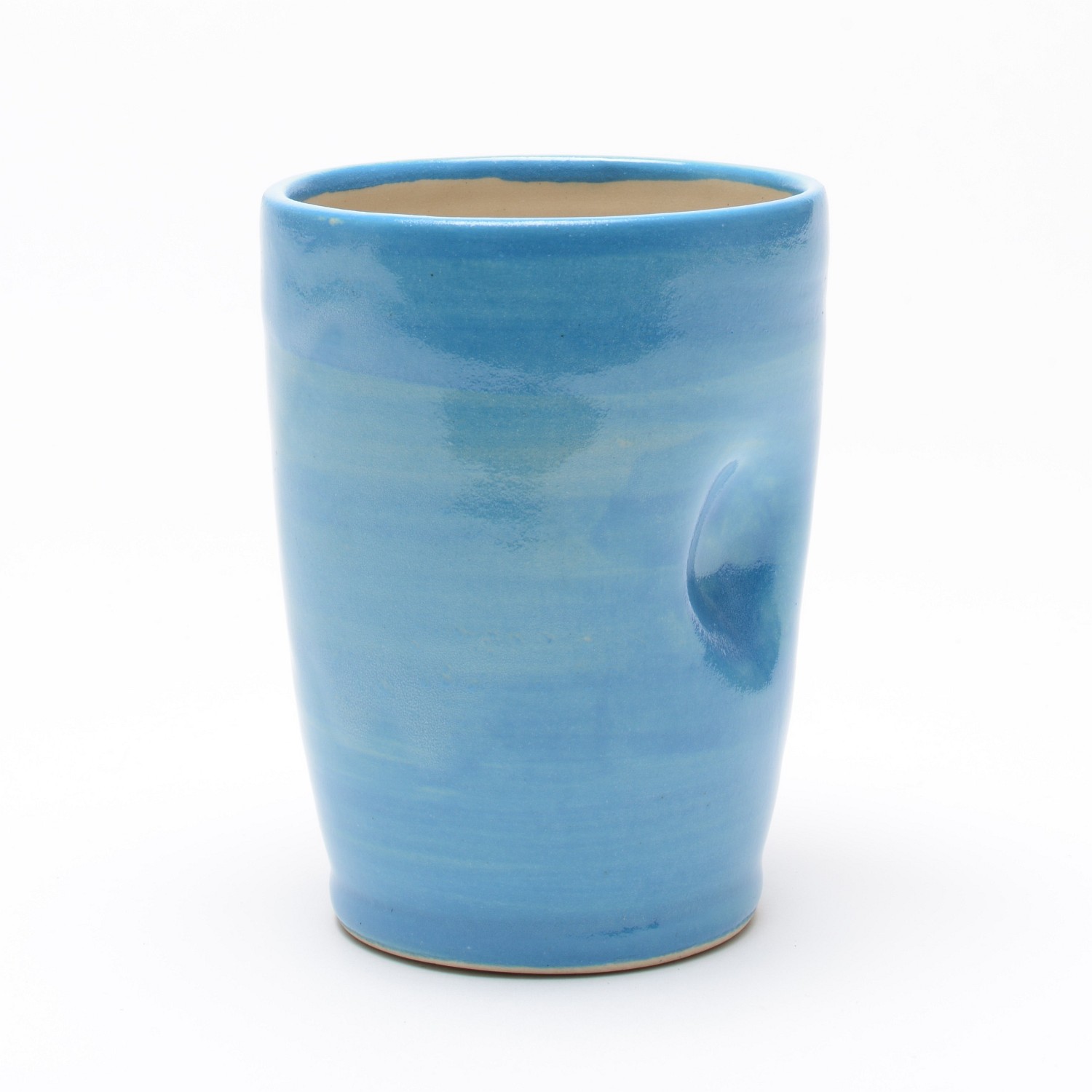 Keramik-Trinkbecher mit Daumenmulde, blau