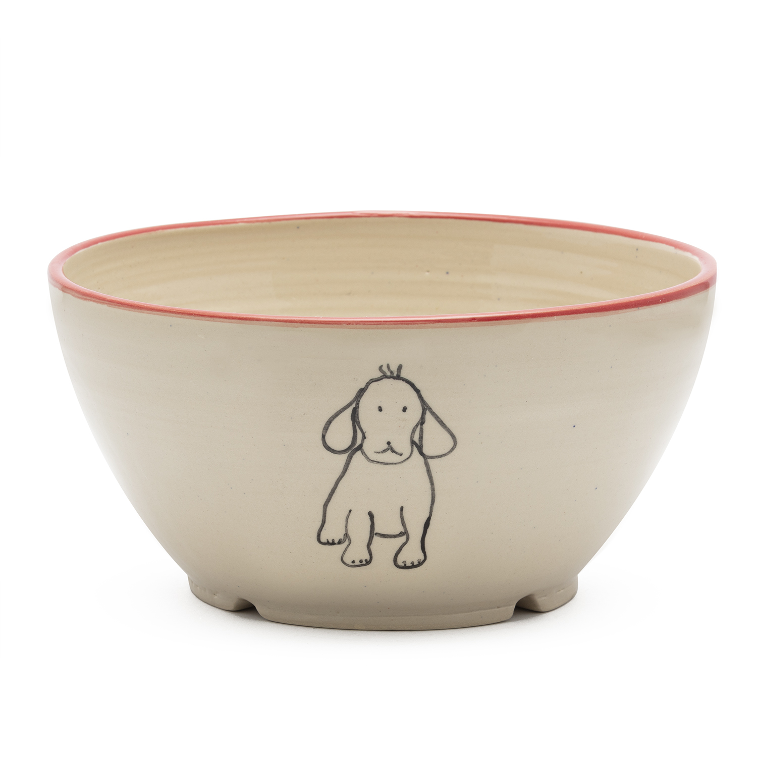 Hundefutternapf aus Keramik (2000 ml), rote Akzente