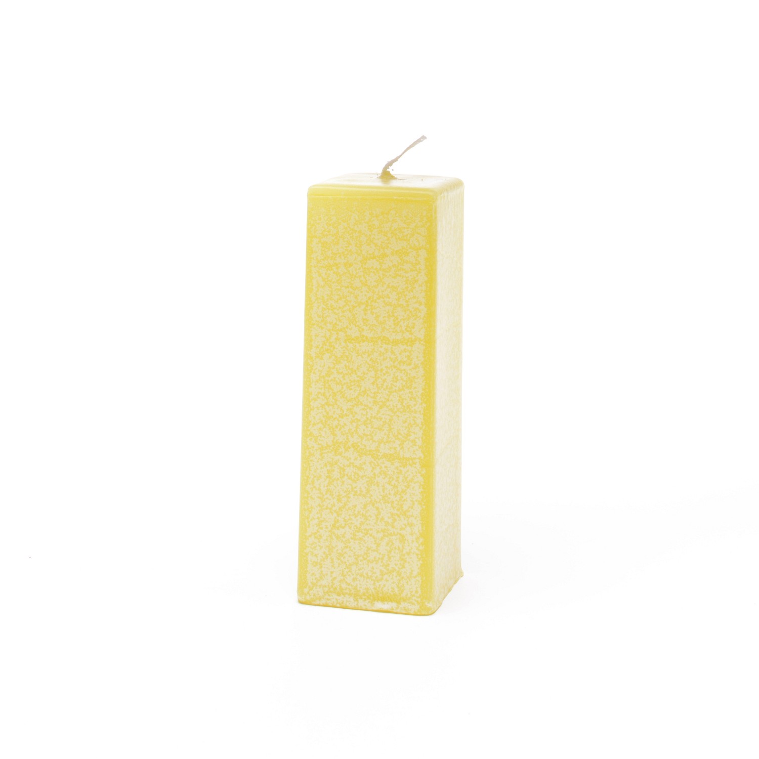 Eckige zitronenfarbene Stumpenkerze mit Marmorierung