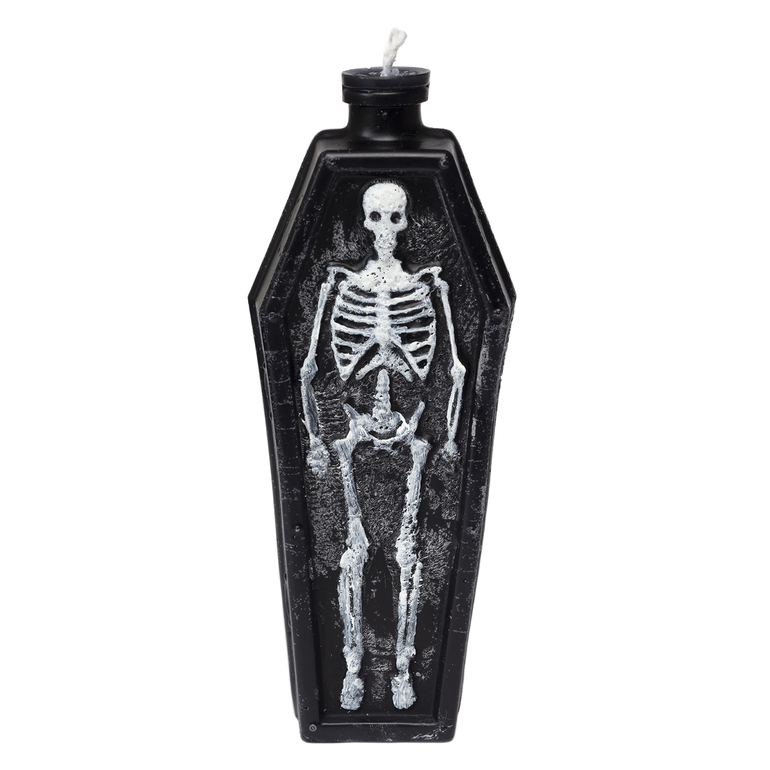 Halloween-Sargkerze mit Skelett